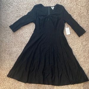 Unique Vintage Black Keyhole Neck Swing Dress